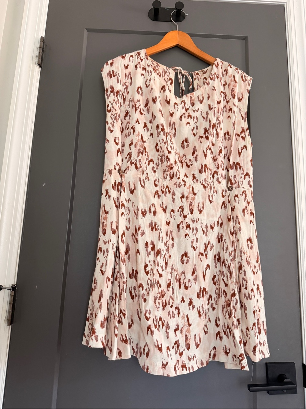 Free People Cream and Rust Leopard Print Sleeveless Tunic